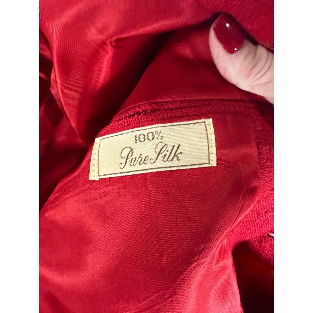 Vtg Kleinhans Men Red 100% Slub Silk Blazer Sport Coat 42L Made in USA 80s 90s